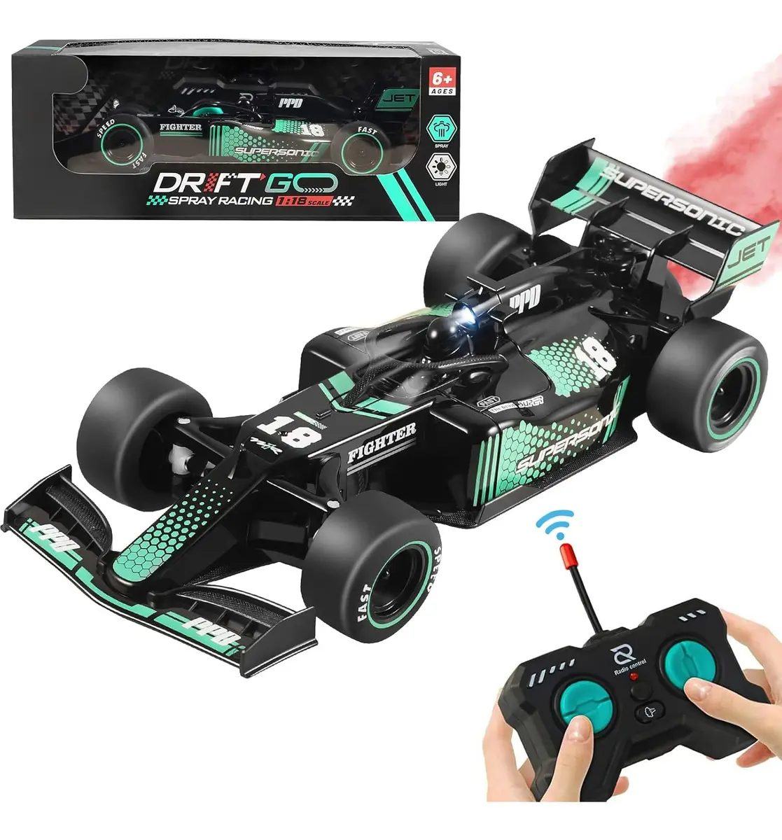 Auto De Carrera F1 con vapor, luces Y control Remoto