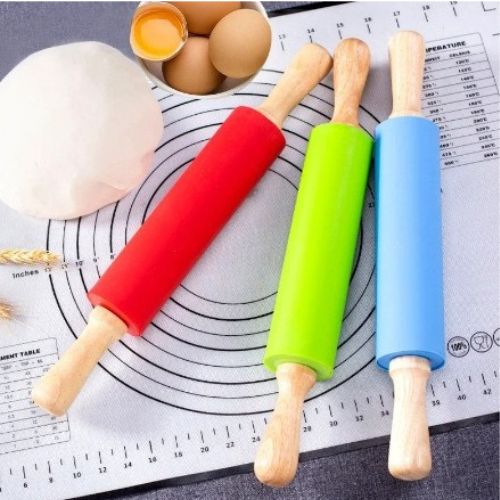 Palote De Amasar De Silicona Y Madera 30 Cm