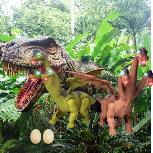 Dinosaurio 3 Cabezas Camina Pone Huevos Con Luz, Sonido