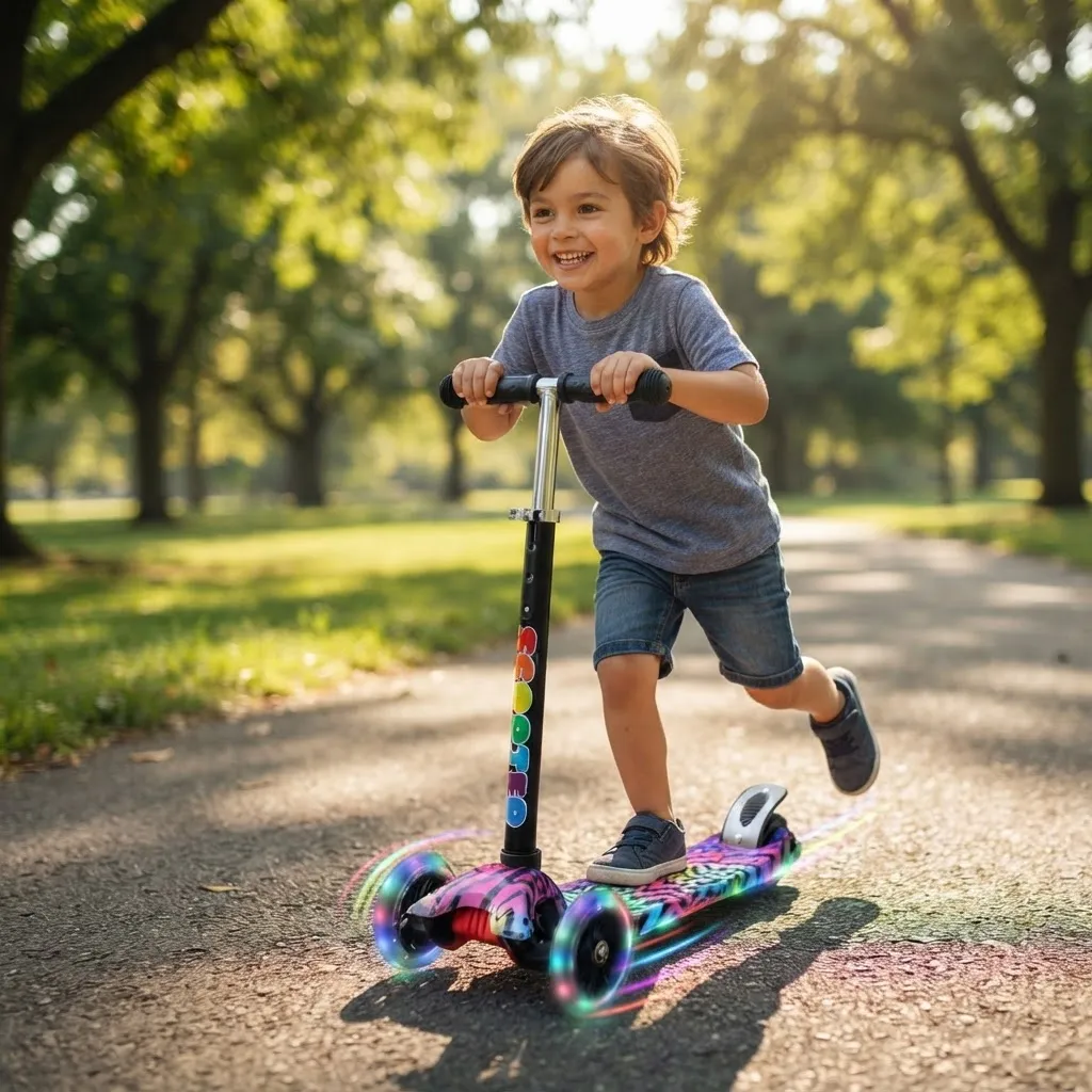 Monopatín Scooter Con Luz Led En Ruedas