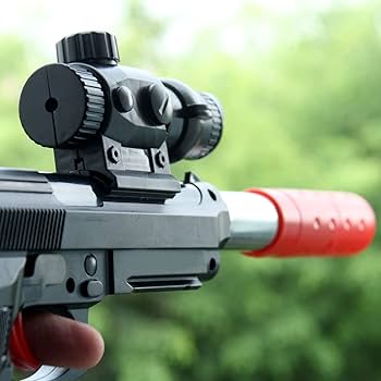 Pistola Con Silenciador Y Luz Láser Balas De Gel - Imagen 5