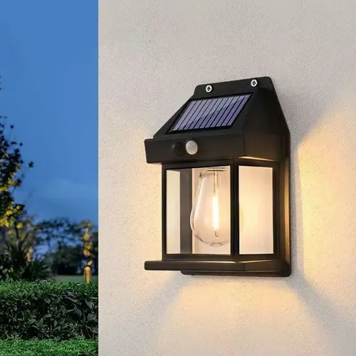 Farol Solar Retro Exterior con Sensor de Mov Y Fotocélula