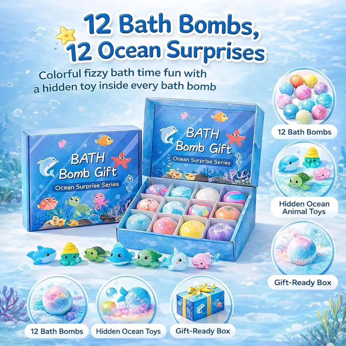 Kit De 12 Bombas De Espuma Sorpresa De Baño Para Niños - Imagen 5