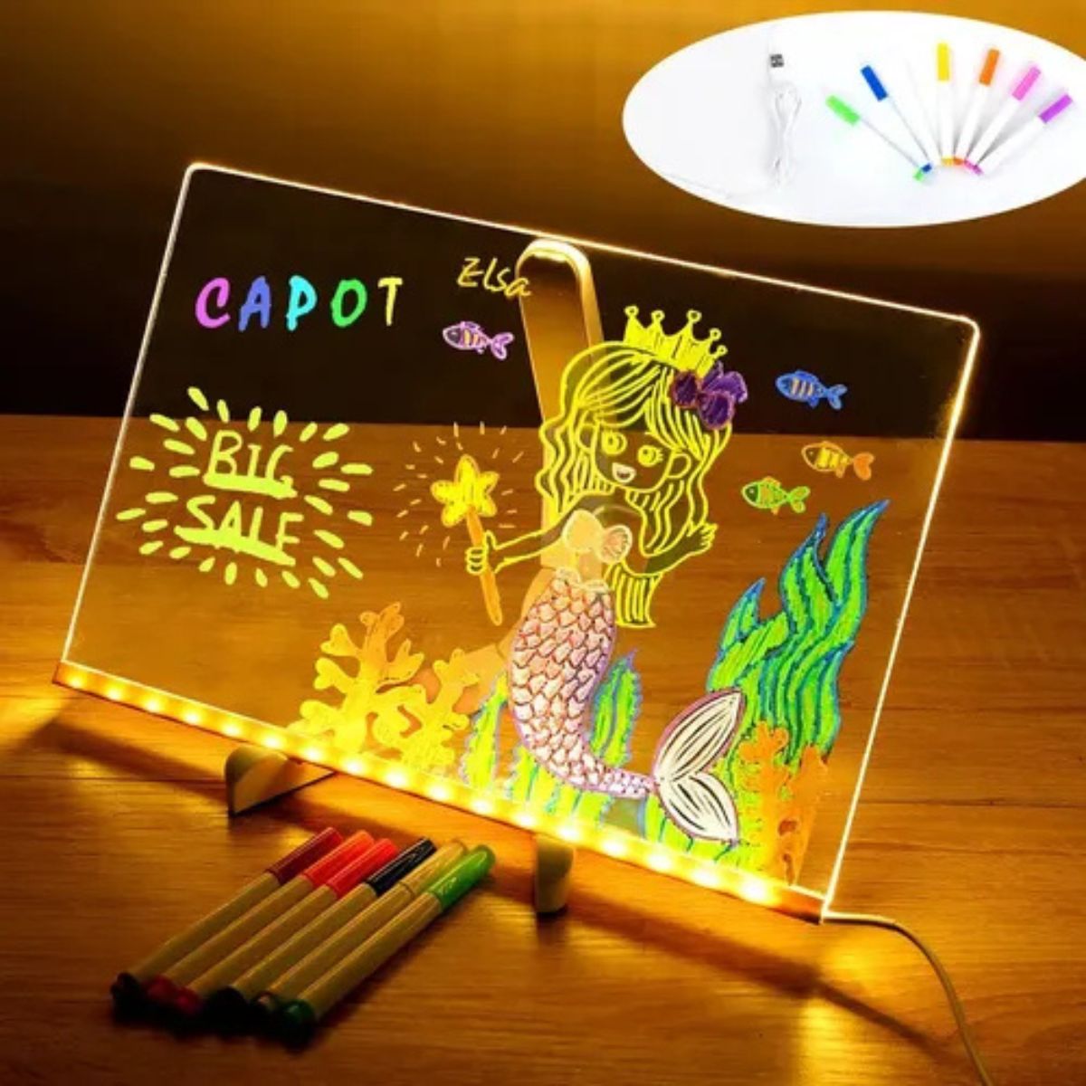 Pizarra De Acrílico Con Luz y Accesorios - Imagen 6
