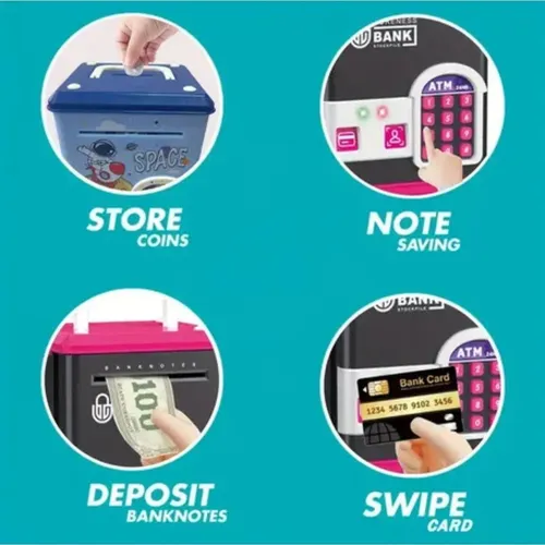 Caja De Seguridad Para Dinero Para Niños Alcancia Infantil - Imagen 4