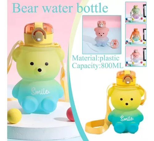 Botella De Agua Colores Con Forma De Oso Y Popote 2 En 1 - Imagen 8