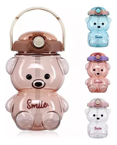 Botella Infantil Antiderrame + Sorbito Diseño Oso