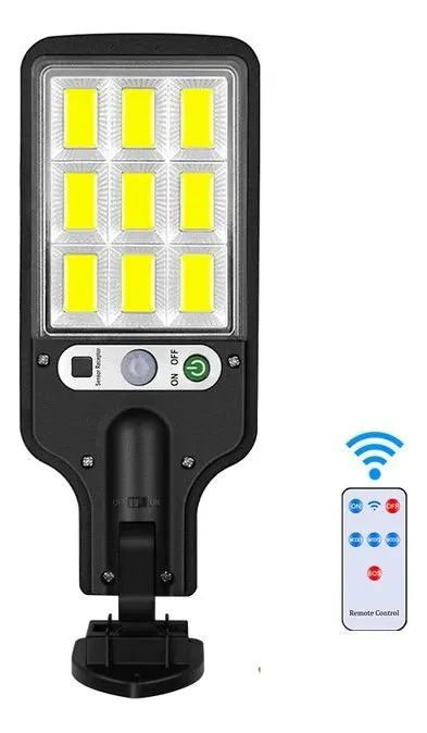 Foco Luz 9 Focos Solar Led Exterior Con Sensor Negro