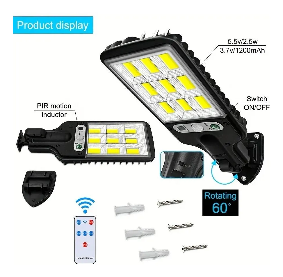 Foco Luz 9 Focos Solar Led Exterior Con Sensor Negro - Imagen 7