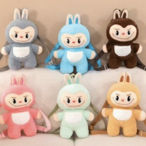 Mochila Infantil Piel Suave 2 En 1 Bonito Motivo De Labubu