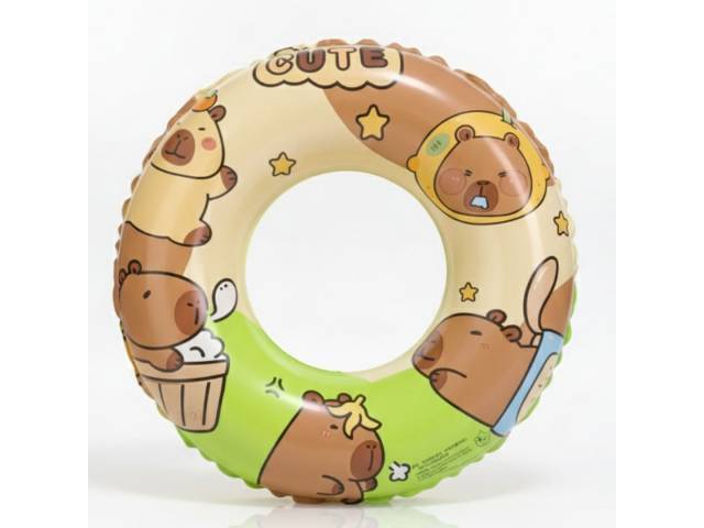 Flotador Aro Salvavida Inflable Diseño Capibara Carpincho Marrón Claro