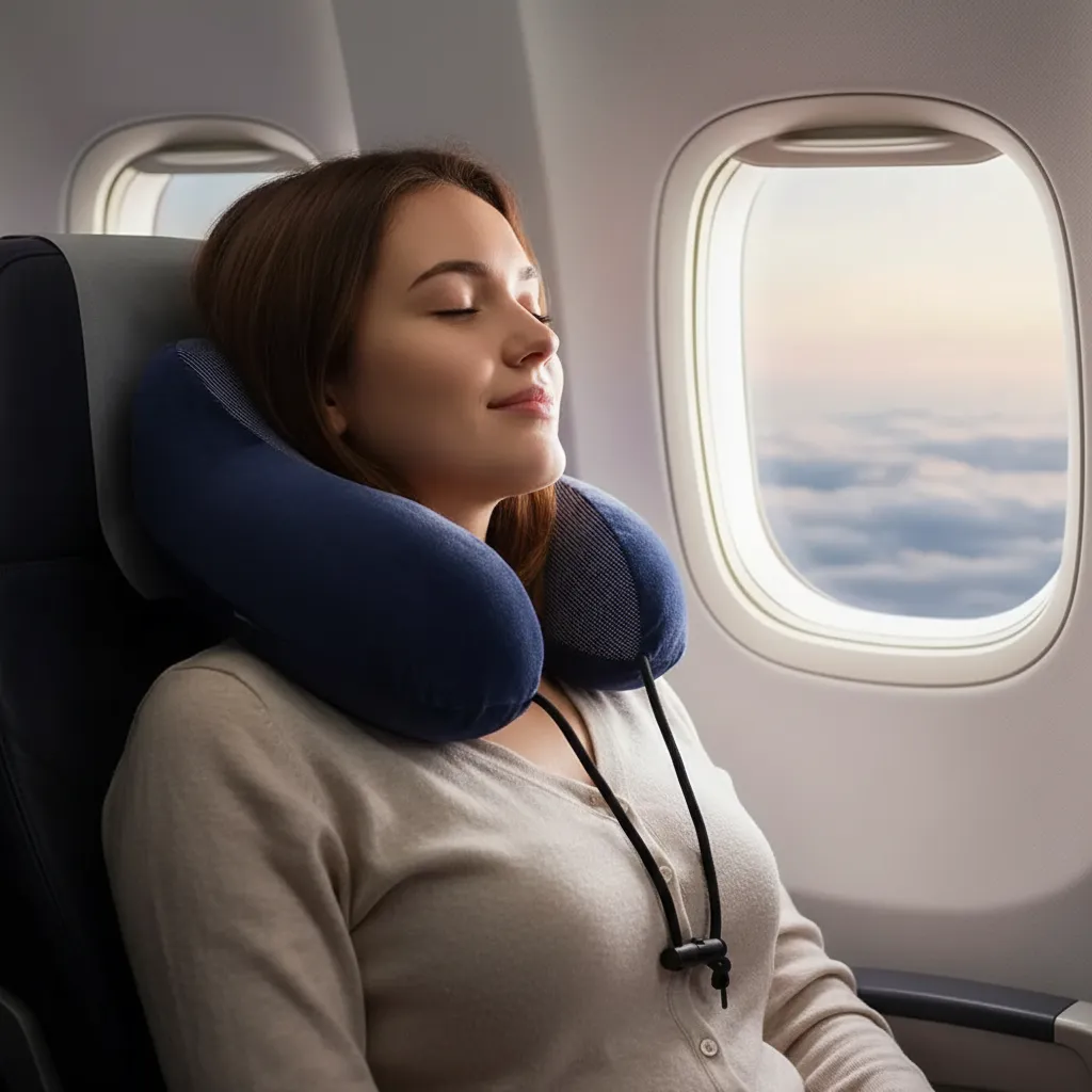 Almohada De Viaje Ergonómica Para Cuello Con Memoria