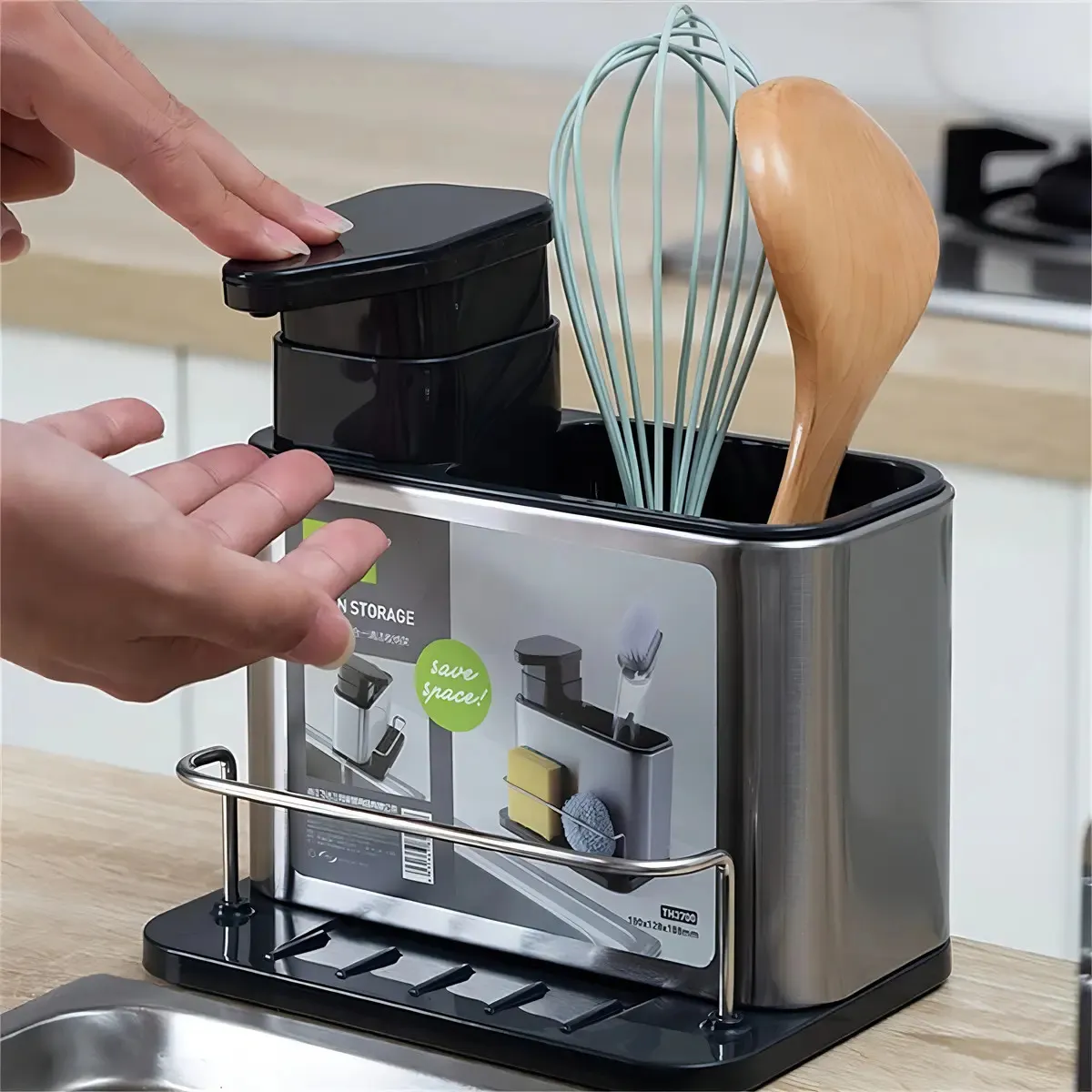 Escurridor De Cocina Con Dispensador De Jabón Acero Inoxidable