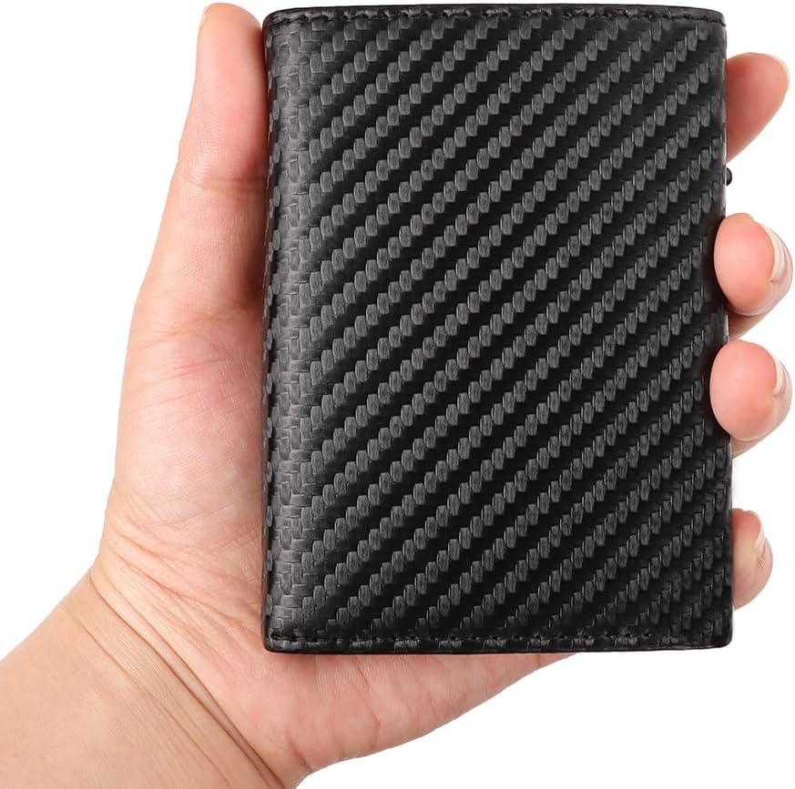 Billetera Tarjetero De Carbono Pop-up Bloqueo Rfid