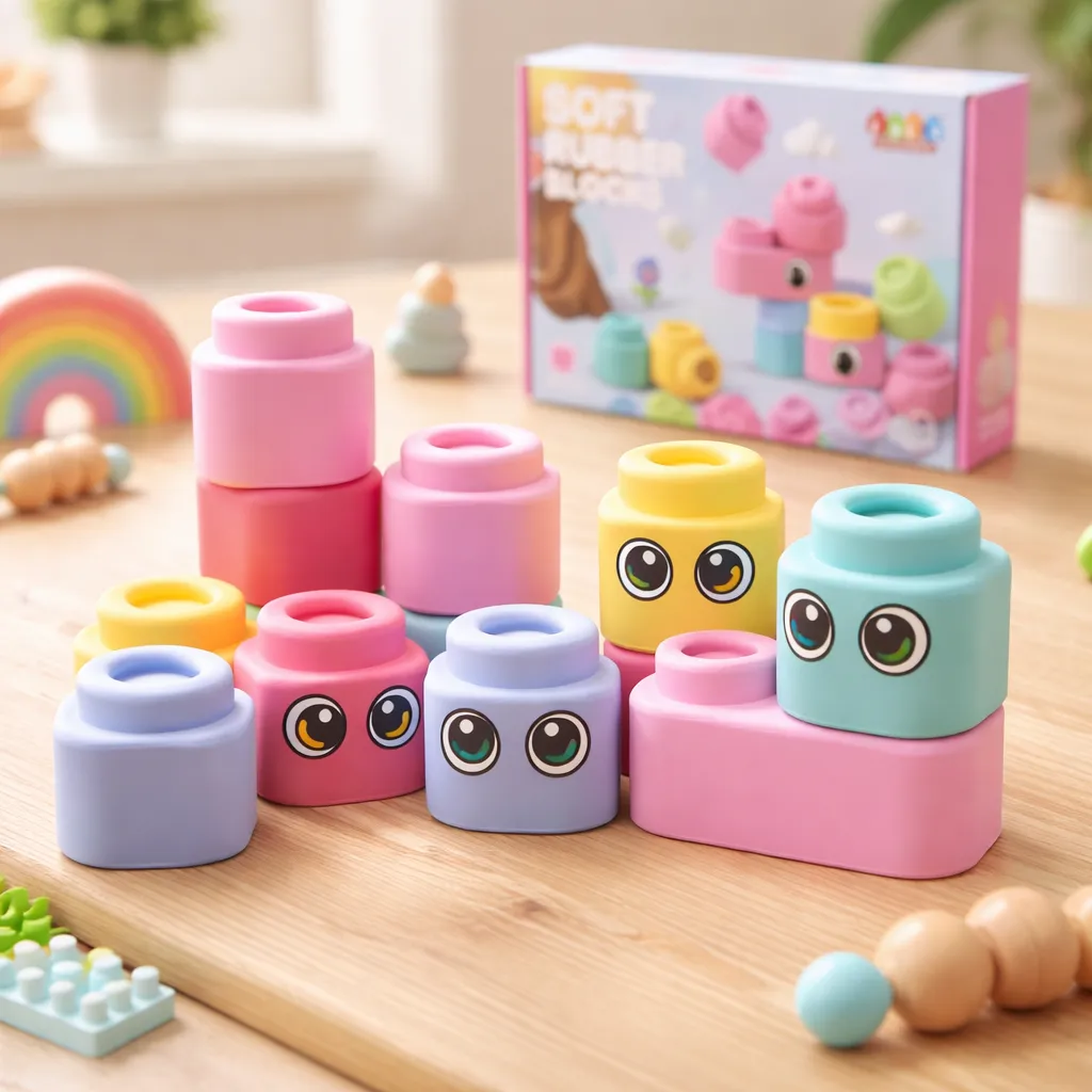 Juego De Bloques De Goma Didáctico Pastel 13pcs