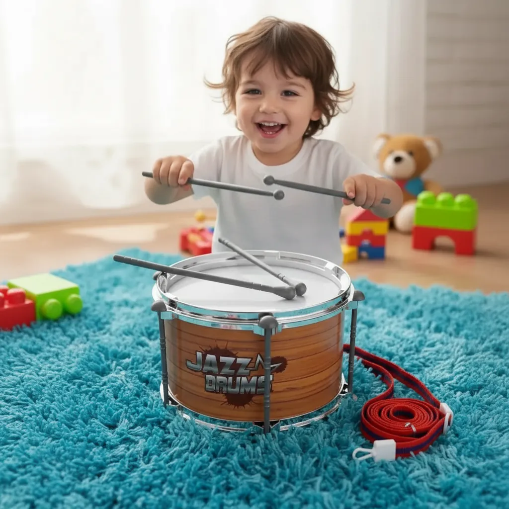 Tambor De Juguete Infantil Jazz Drums Con Palillos Y Correa