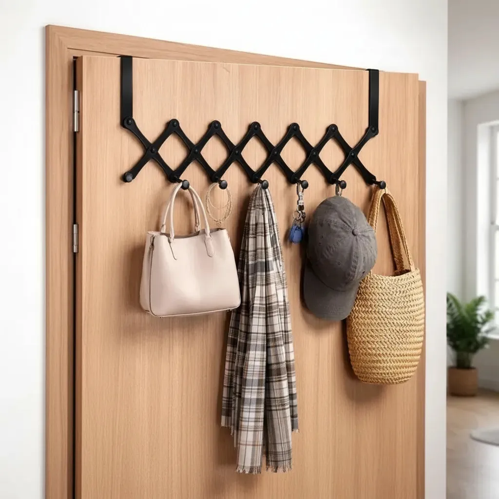Perchero Para Puerta Plegable Acero Inox Gancho X5 Colgante