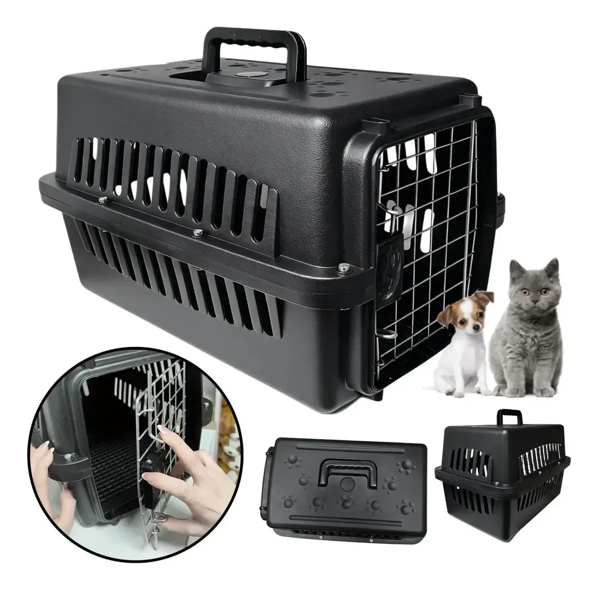 Transportadora Mascotas Trasportín Jaula de Avión Perro Gato 30 x 48 cm