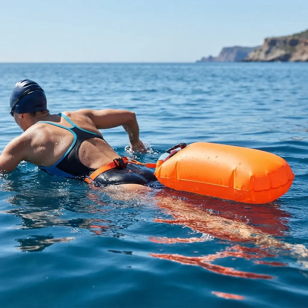 Boya De Seguridad Inflable Para Natación Con Correa 60x18cm
