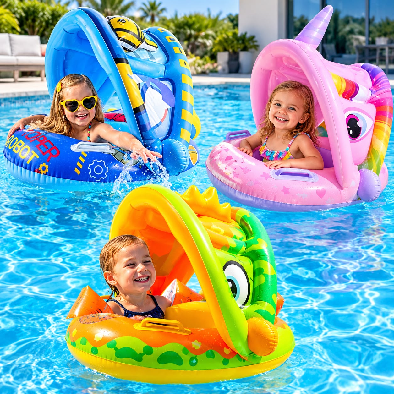 Salvavidas Inflable Con Techo Varios Diseños 70cm